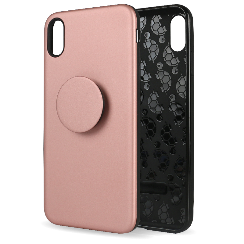 iPHONE Xr 6.1in Pop Up Grip Stand Hybrid Case (Rose Gold)